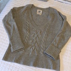 Ruehl 925 V Neck Cableknit 100% Cashmere Sweater